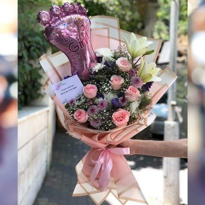 باقة ورد للمولود الجديد من العالم الى سوريا - توصيل تواصي المغتربين لسوريا